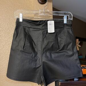High waisted pleather shorts